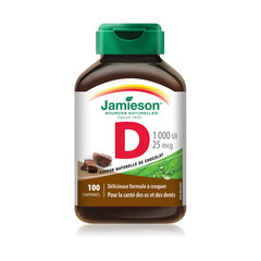 Maisto papildas su saldikliu Jamieson D vitaminas kramtomas, 1,000 IU, N100 kaina ir informacija | Vitaminai, maisto papildai, preparatai grožiui | pigu.lt