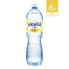 Lengvai gazuotas vanduo Akvilė su natūraliu citrinos aromatu, 6 x 1.5 L (pakuotė) kaina ir informacija | Vanduo | pigu.lt