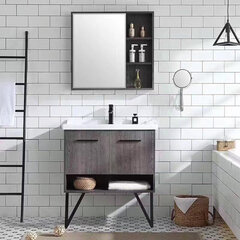 Набор мебели для ванной NORE Duke, серый/черный цена и информация | Комплекты в ванную | pigu.lt