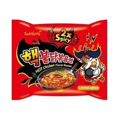 Korėjietiški ypatingai aštrūs makaronai Buldak Hot 2xSpicy Chicken Ramen, 140g kaina ir informacija | Makaronai | pigu.lt