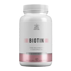 Maisto papildas Biotin su kokosų aliejumi, 60 kapsulių kaina ir informacija | Vitaminai, maisto papildai, preparatai grožiui | pigu.lt