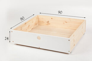 Patalinės dėžė lovai Kiku, iš medienos masyvo, balta kaina ir informacija | Stalčiai, patalynės dėžės | pigu.lt