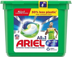 Ariel All in 1 Active Defence skalbimo kapsulės, 22 vnt kaina ir informacija | Skalbimo priemonės | pigu.lt