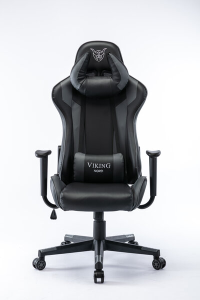 Žaidimų kėdė NORE Viking, juoda/pilka internetu