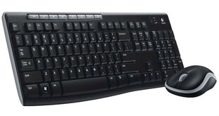 Klaviatūros ir optinės pelės rinkinys Logitech Wireless Desktop MK270, Juoda kaina ir informacija | Klaviatūros | pigu.lt