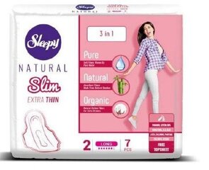 Sleepy Natural SLIM higieniniai įklotai Long (7vnt) kaina ir informacija | Tamponai, higieniniai paketai, įklotai | pigu.lt