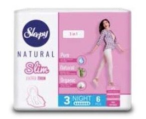 Sleepy Natural SLIM higieniniai įklotai Night (6vnt) kaina ir informacija | Tamponai, higieniniai paketai, įklotai | pigu.lt