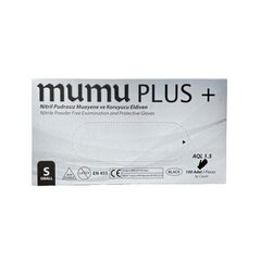 Nitrilinės pirštinės Mumu Plus +, dydis S, juoda, 100 vnt kaina ir informacija | Pirmoji pagalba | pigu.lt