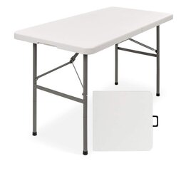 Sulankstomas stalas, 122x61 cm, baltas kaina ir informacija | Turistiniai baldai | pigu.lt