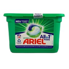 Ariel skalbimo kapsulės All in 1 Universal+, 18 vnt. kaina ir informacija | Skalbimo priemonės | pigu.lt