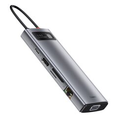 Adapteris Hub 9in1 Baseus Metal Gleam Series, USB-C to 3x USB 3.0 + HDMI + USB-C PD + Ethernet RJ45 + microSD/SD + VGA kaina ir informacija | Adapteriai, USB šakotuvai | pigu.lt