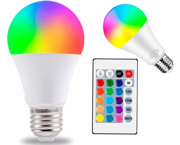 RGB LED lemputė 12W E27 su pulteliu , disko lempa