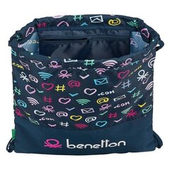 Sportinis krepšys su virvutėmis Benetton Dot Com, mėlynas kaina ir informacija | Kuprinės mokyklai, sportiniai maišeliai | pigu.lt