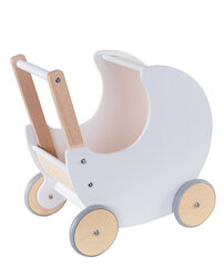 Medinis lėlių vežimėlis, baltas kaina ir informacija | Žaislai mergaitėms | pigu.lt