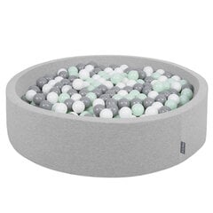 KiddyMoon Круглый детский бассейн с мячиками 120x30см/300 шариков ∅ 7см, сертифицирован в ЕС, Светло-серый:белый-серый-мятный цена и информация | Игрушки для малышей | pigu.lt