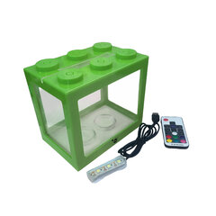 KIKA akvariumas kaladėlė Green LED 16x10.5x14cm kaina ir informacija | Akvariumai ir jų įranga | pigu.lt