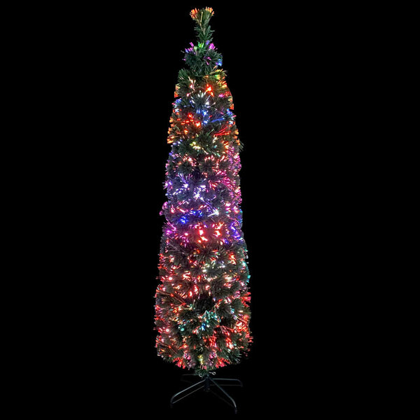 VidaXL dirbtinė siaura kalėdų eglutė su stovu, 120cm, optinis pluoštas kaina