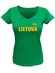 Marškinėliai moterims žali su Vyčiu ant nugaros kaina ir informacija | Lietuviška sirgalių atributika | pigu.lt