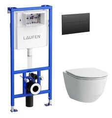 WC komplektas Laufen Pro New + LIS CW1 + Slim lėtaeigis dangtis + juodas matinis klavišas kaina ir informacija | Klozetai | pigu.lt
