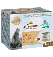Almo Nature HFC Natural Light Meal, для кошек, тунец с креветками, 4x50г. цена и информация | Консервы для кошек | pigu.lt