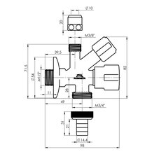 Ventilis M1/2”XM3/4”XM3/8X10” Rubineta kaina ir informacija | Santechnikos jungtys, ventiliai | pigu.lt