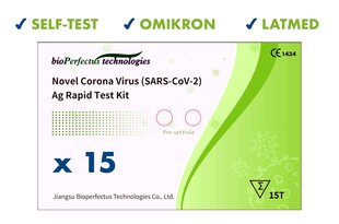 COVID-19 antigeno greitasis testas (savitestas, atidengia OMIKRON) BIOPERFECTUS, 15 vnt. kaina ir informacija | COVID-19 greitieji testai | pigu.lt