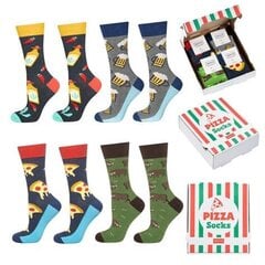 Soxo vyriškų kojinių komplektas picų dėžutėje už dovaną, 4 poros, 40-45 цена и информация | Originalios kojinės | pigu.lt