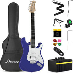 Donner DST-100L 39 colių elektrinės gitaros rinkinys su krepšiu, dirželiu, stygomis, laidu ir kištukais (tamsiai mėlyna) kaina ir informacija | Gitaros | pigu.lt