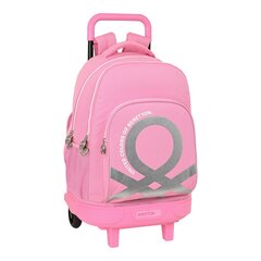 Mokyklinė kuprinė su ratukais Benetton Flamingo Pink, 33 x 45 x 22 cm kaina ir informacija | Kuprinės mokyklai, sportiniai maišeliai | pigu.lt