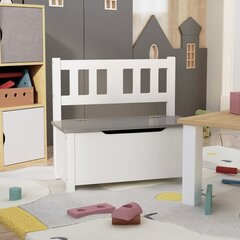 vidaXL Vaikiškas suoliukas-daiktadėžė, baltas/pilkas, 60x30x55cm kaina ir informacija | Vaiko kambario baldų komplektai | pigu.lt