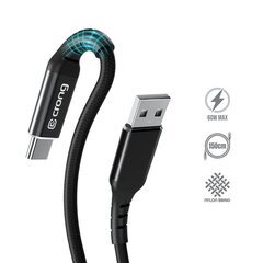 Crong Armor Link USB-A - USB-C pintas kabelis 150 cm (juodas) kaina ir informacija | Laidai telefonams | pigu.lt
