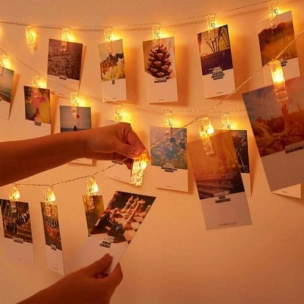 LED lempučių girlianda su segtukais nuotraukoms kaina