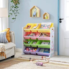 Žaislų lentyna su 12 išimamų dėžučių kaina ir informacija | Vaikiškos lentynos | pigu.lt