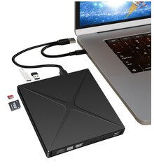 Išorinis nešiojamasis DVD CD RW diskas USB-C USB 3.0 HUB Zenwire 4in1 SD kortelių skaitytuvas kaina ir informacija | Optiniai įrenginiai | pigu.lt