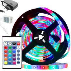 RGB LED 3528 juosta su pultu, 5 m atspari vandeniui kaina ir informacija | LED juostos | pigu.lt