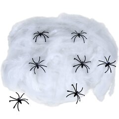 Helovyno dekoracija tinklas baltas 60 gramų, 2 vorai juodi kaina ir informacija | Dekoracijos šventėms | pigu.lt