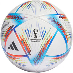 Futbolo kamuolys Adidas Al Rihla Competition Balta Mėlyna Oranžinė H57792 kaina ir informacija | Futbolo kamuoliai | pigu.lt