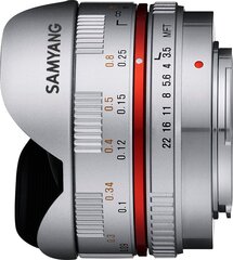 Samyang 7.5mm f/3.5 Fish-Eye MFT (Silver) kaina ir informacija | Objektyvai | pigu.lt