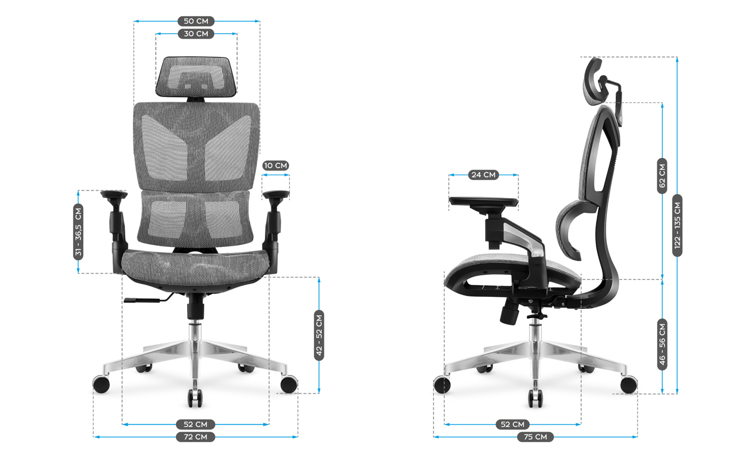 Размеры офисного кресла Mark Adler