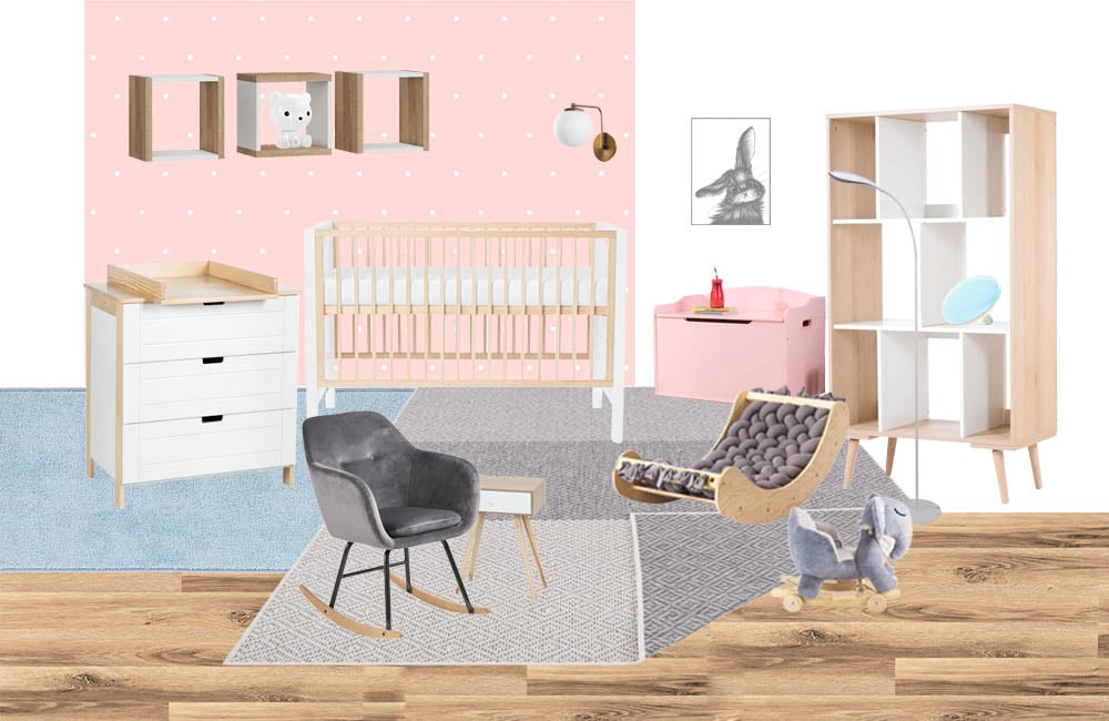 minimalistinio stiliaus vaiko kambario interjeras