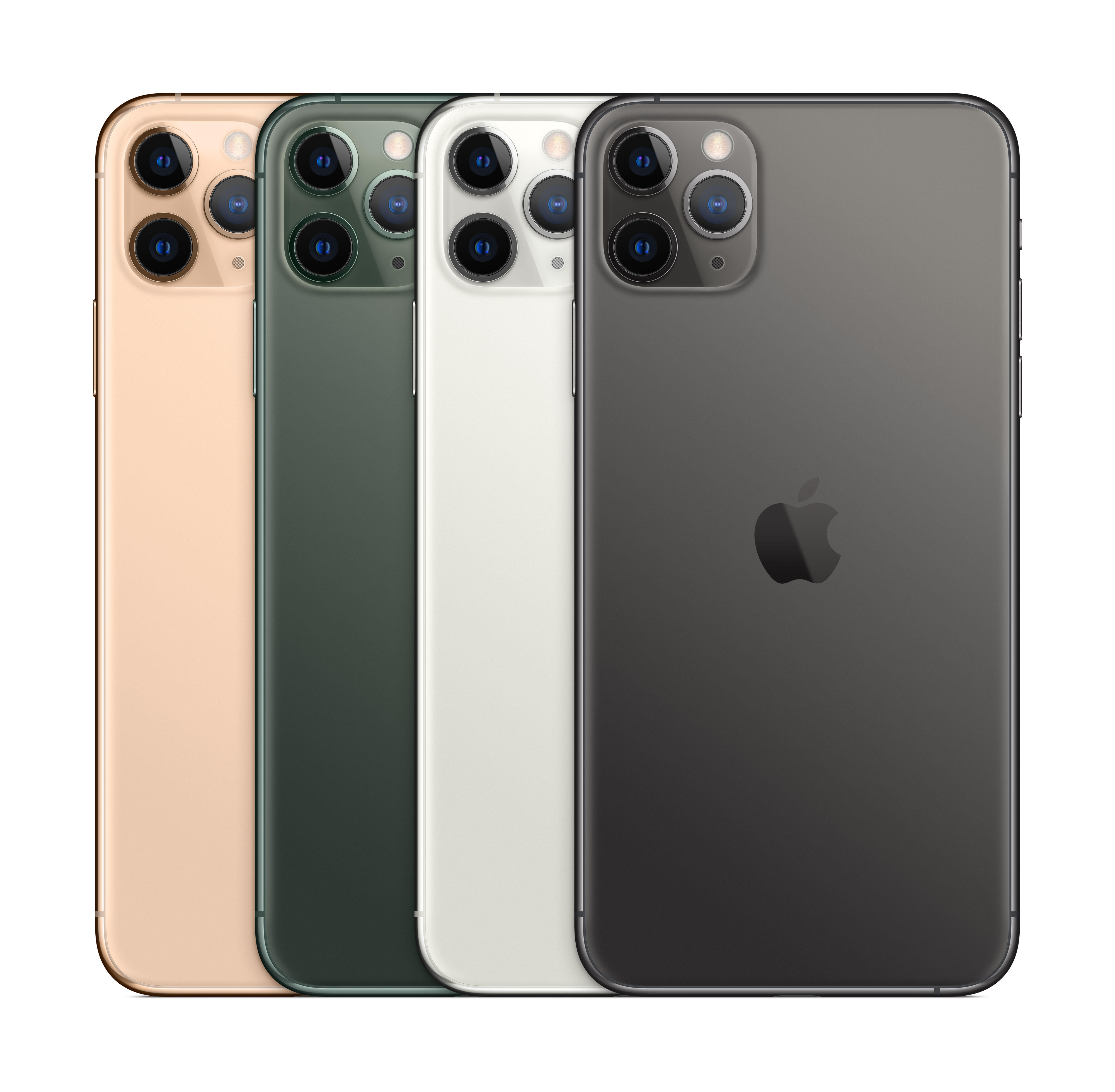 iphone 11 pro и iphone 11 pro max цветовая гамма: полуночный зеленый, серебряный, залотой и космически-серый